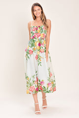 SHADOW FLORAL MIDI DRESS