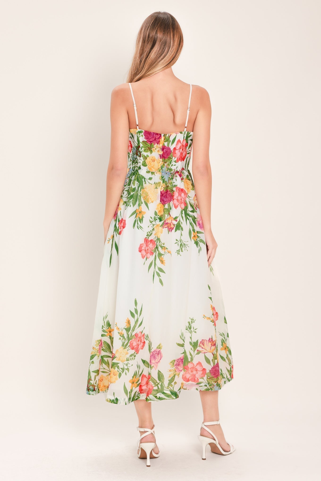 SHADOW FLORAL MIDI DRESS