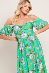 FRESH BLOSSOM GREEN FLORAL MAXI DRESS