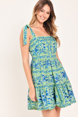 MINT BLOSSOM BABYDOLL MINI DRESS