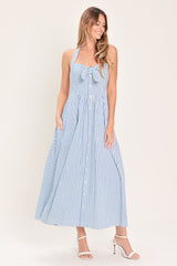 FRESH DAY STRIPE BLUE MIDI DRESS