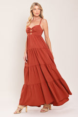 AMBER WAVE TERRACOTTA MAXI DRESS
