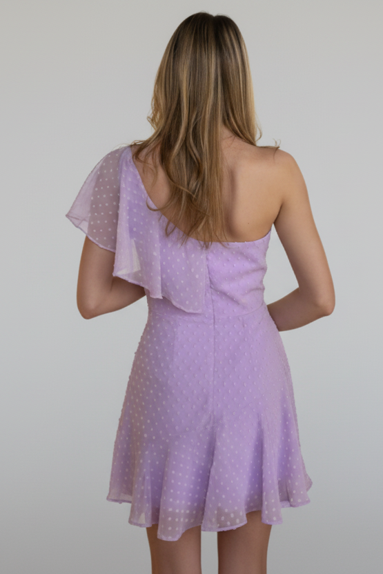 Ace Mini Dress - Lilac Swiss Dot Dress