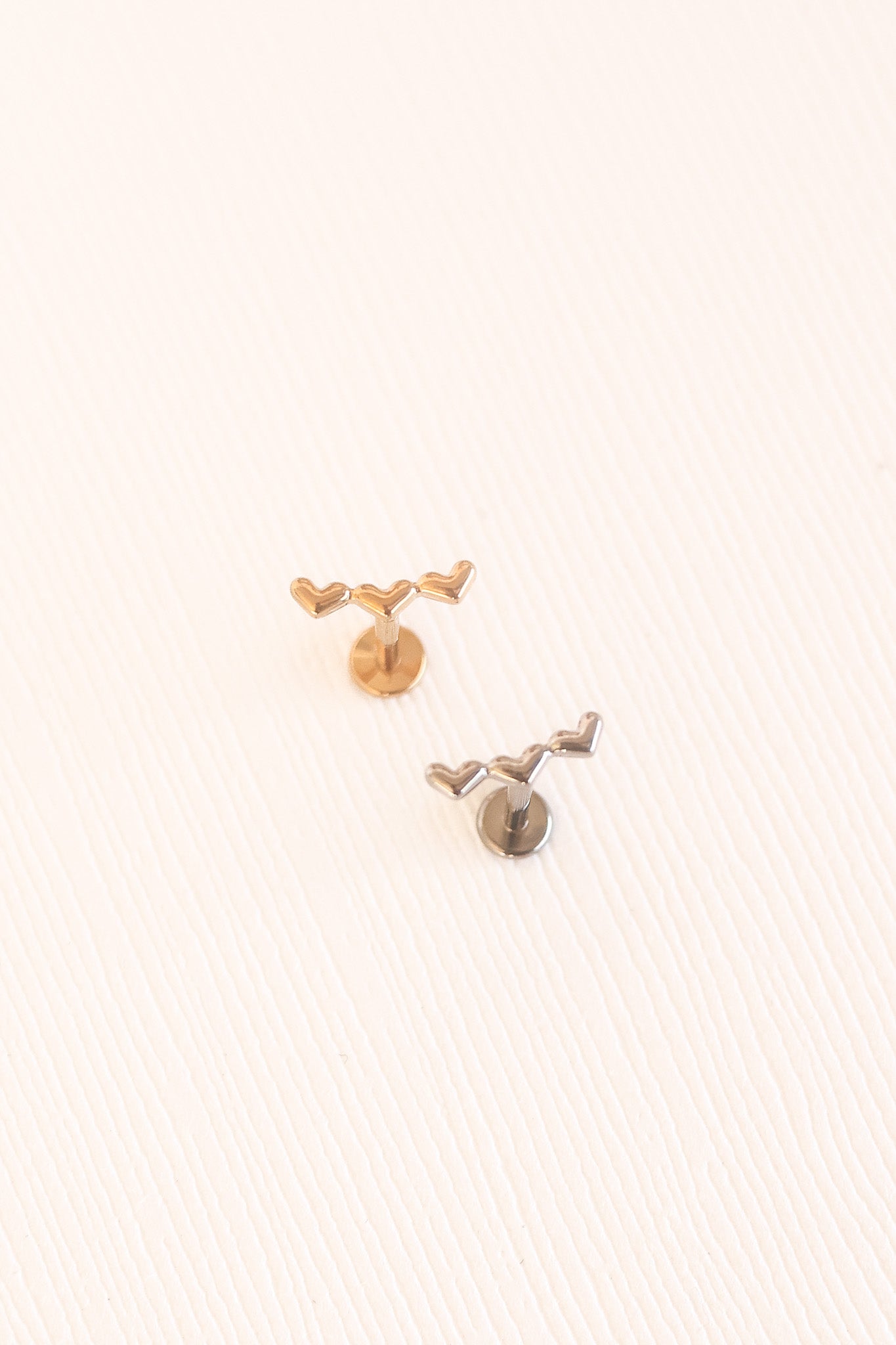 Heart Trio Flat Back Stud Earring