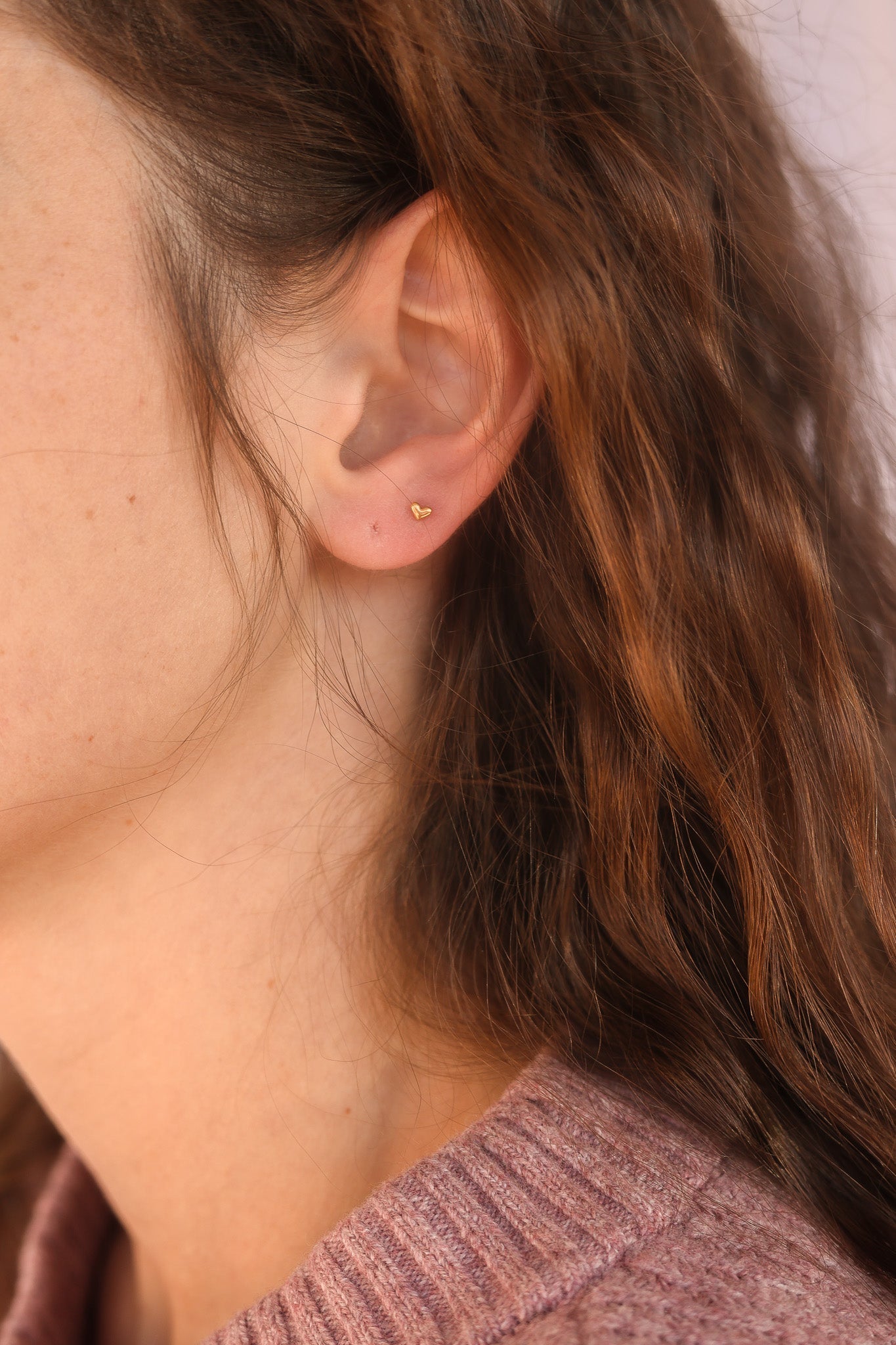 Tiny Heart Flat Back Stud Earring