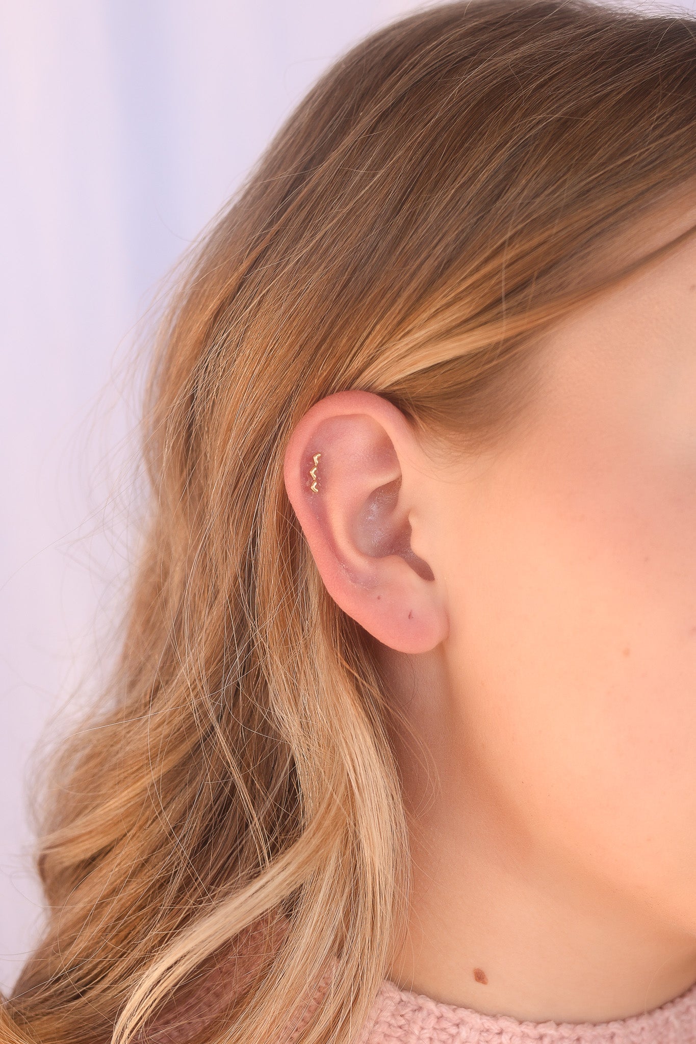 Heart Trio Flat Back Stud Earring