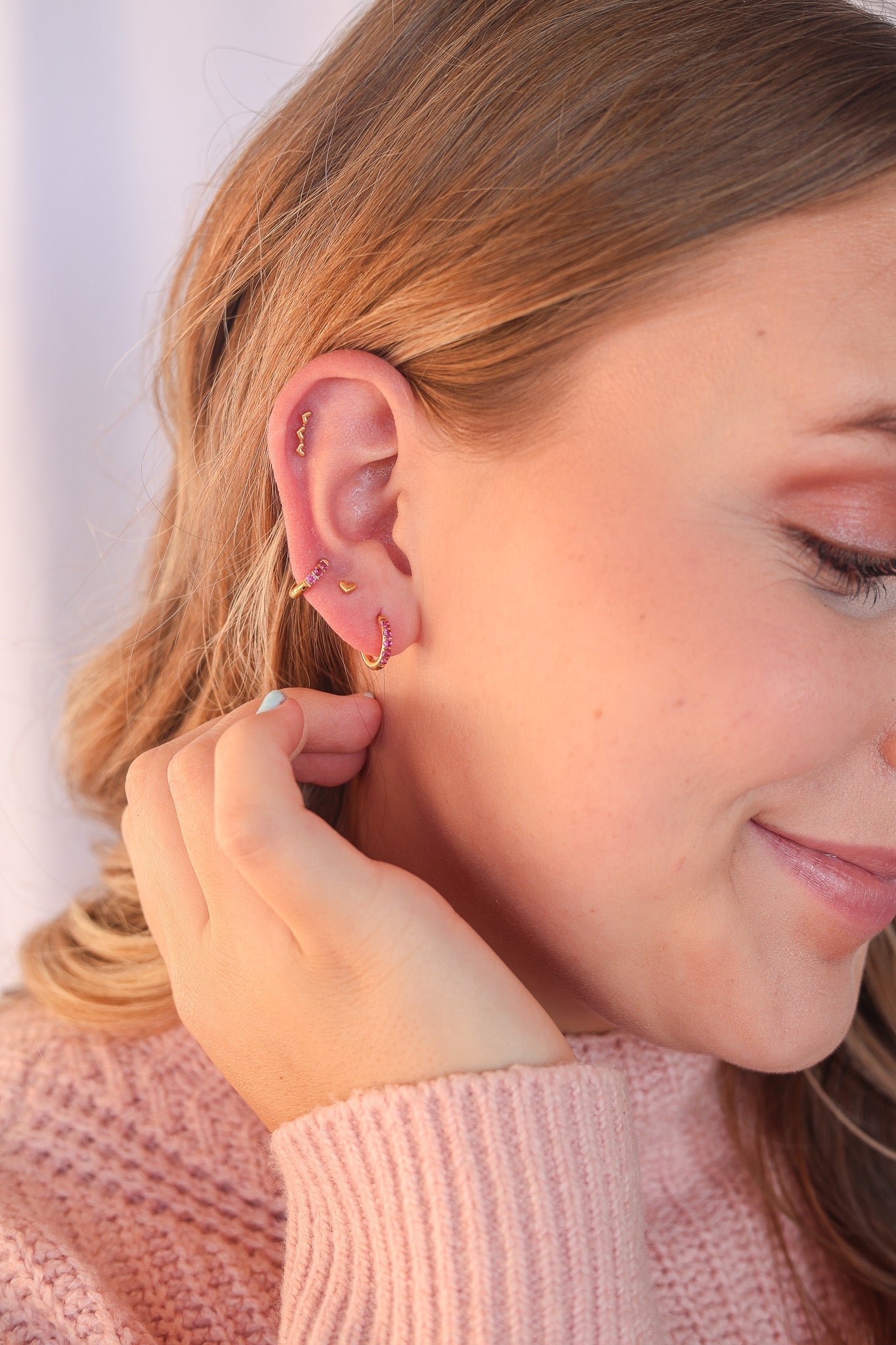 Heart Trio Flat Back Stud Earring