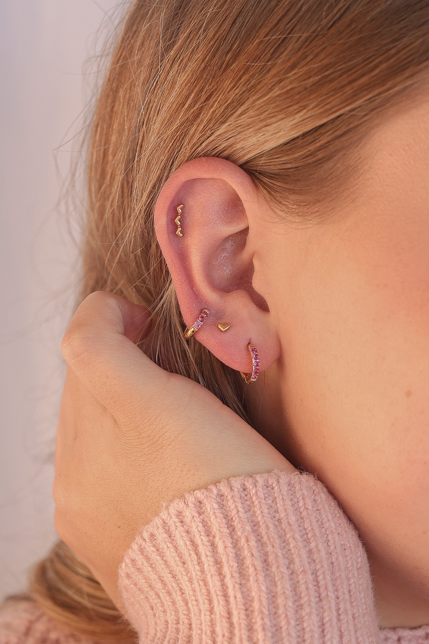 Tiny Heart Flat Back Stud Earring