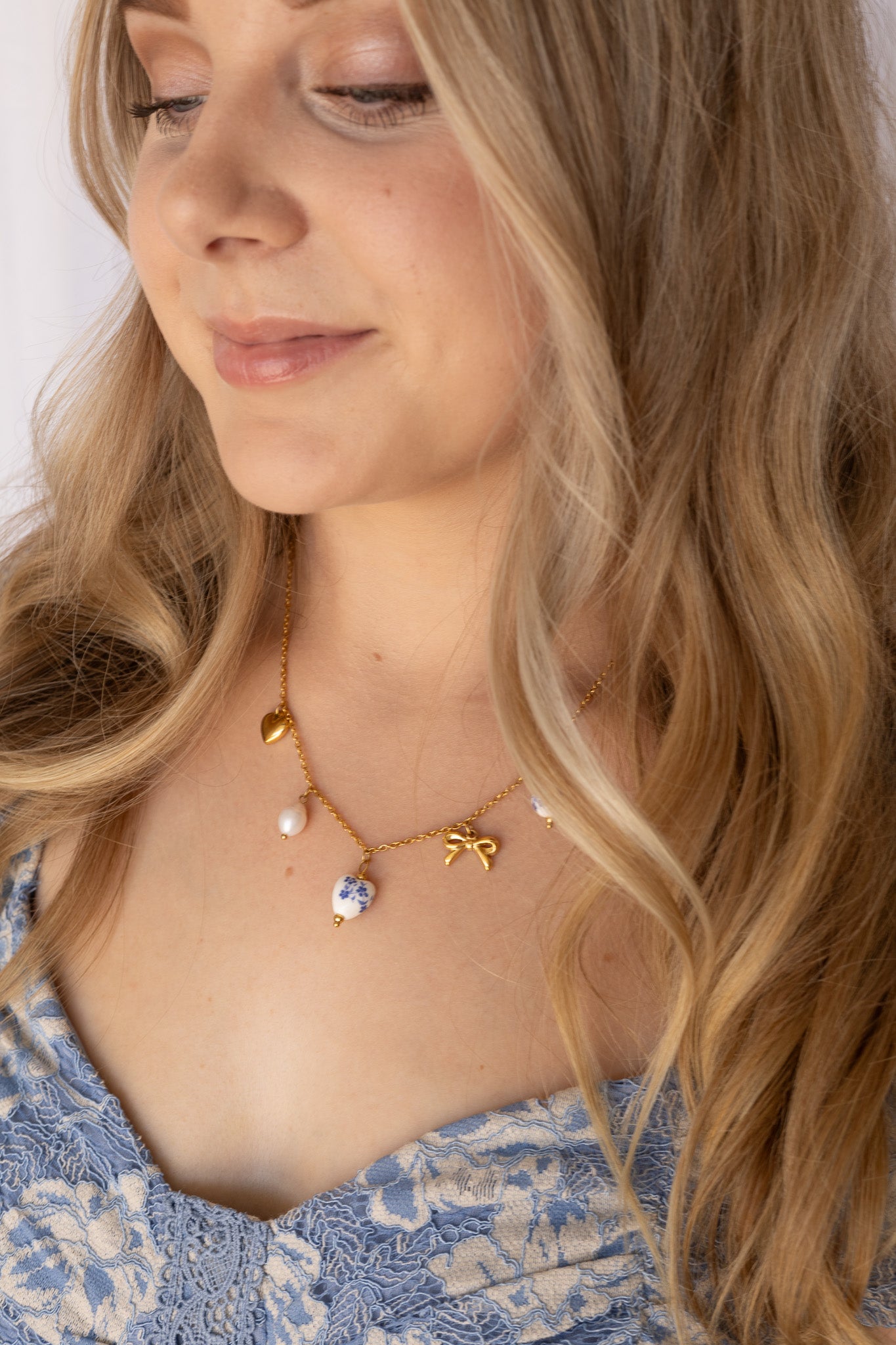 Bella Charm Necklace in Blue