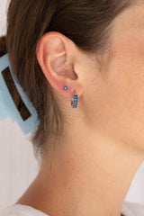 Diamond Hoop Earring in Blue