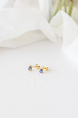 Raindrop Stud Earring in Blue Crystal