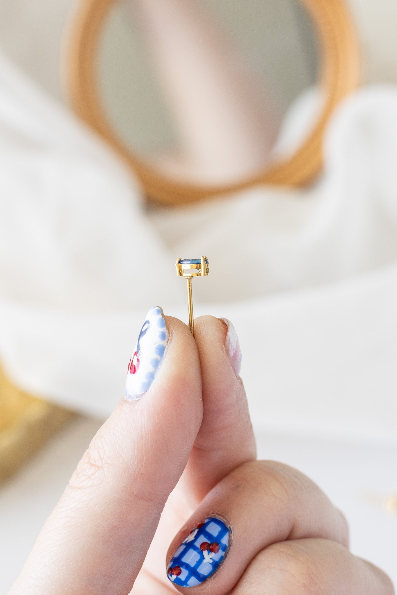 Raindrop Stud Earring in Blue Crystal