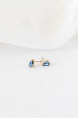 Raindrop Stud Earring in Blue Crystal