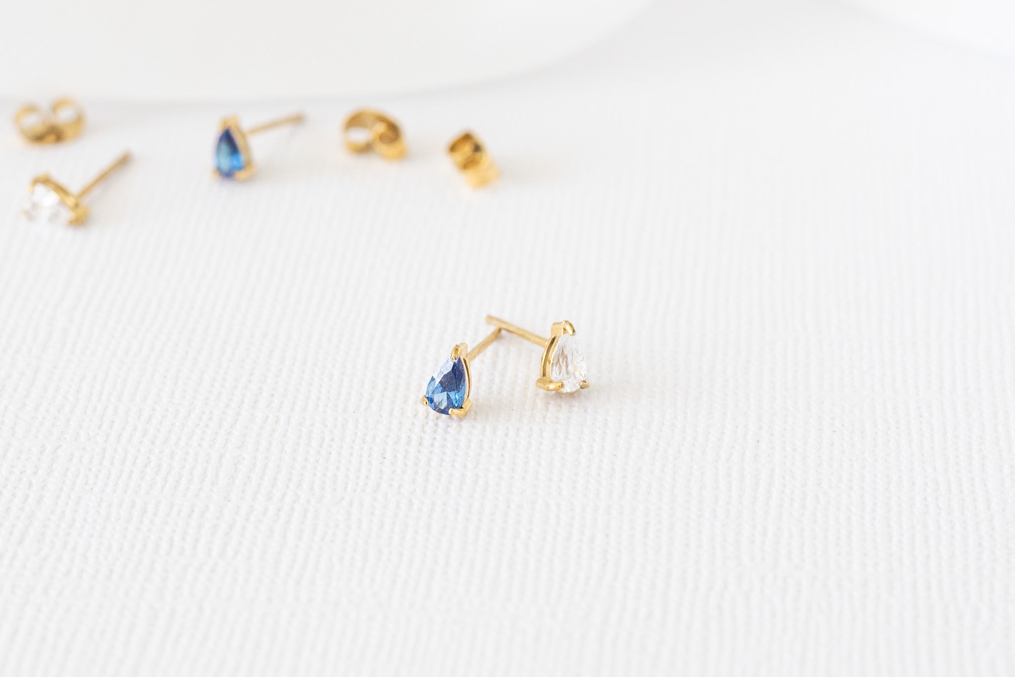 Raindrop Stud Earring in Blue Crystal