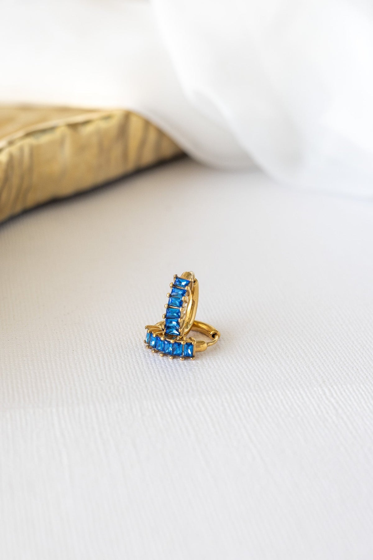 Diamond Hoop Earring in Blue