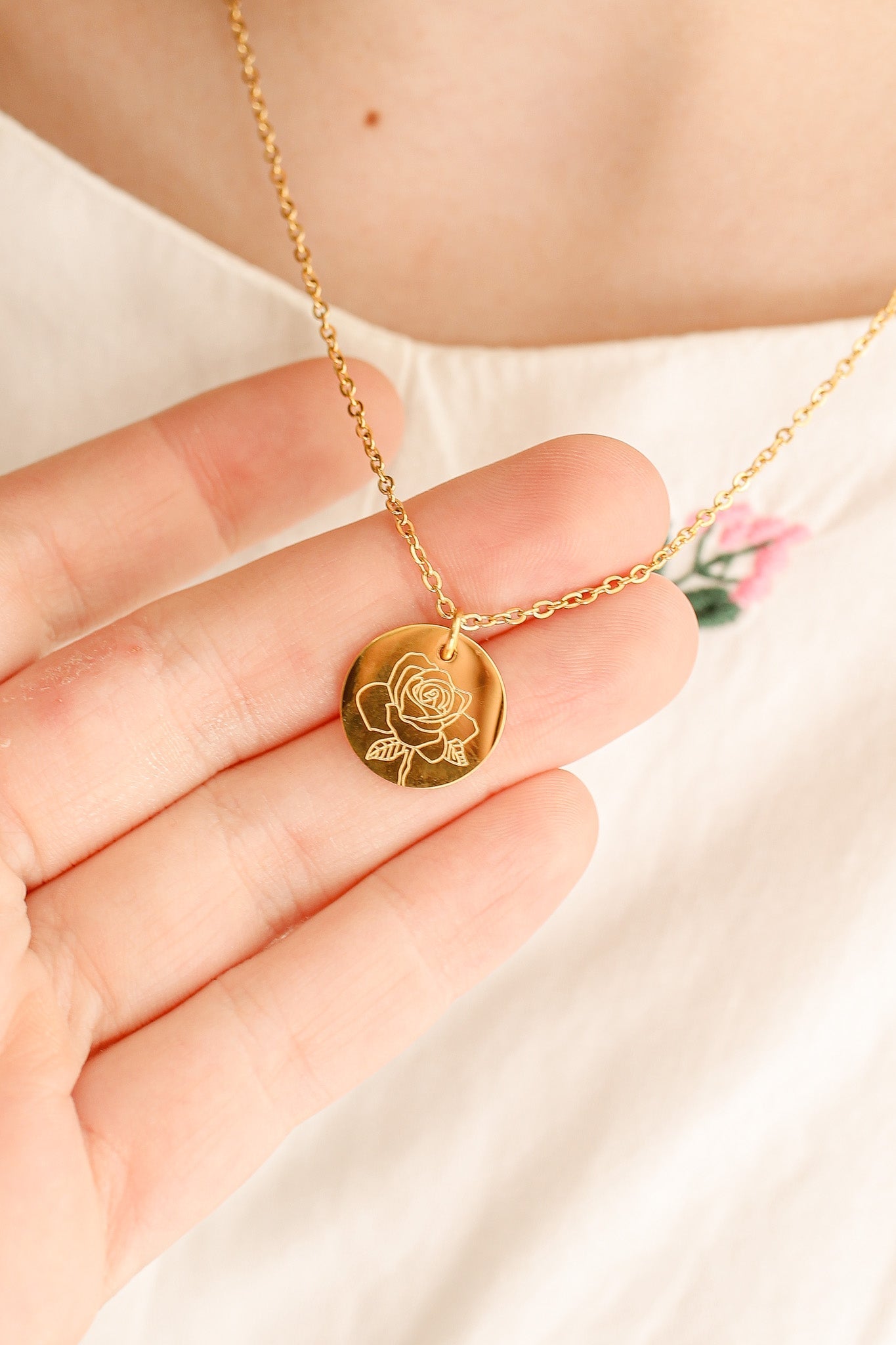 Birth Flower Pendant Necklace
