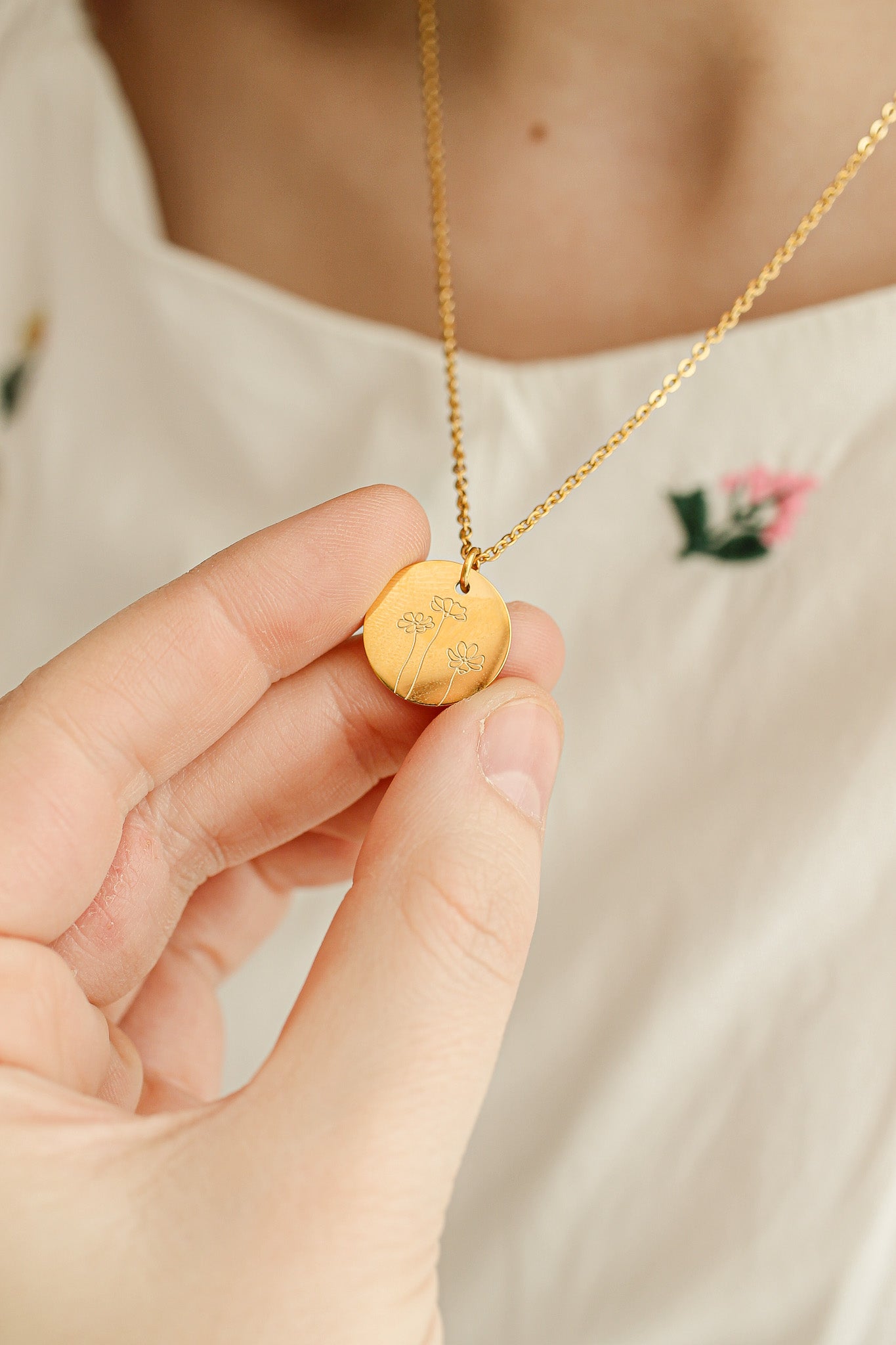 Birth Flower Pendant Necklace