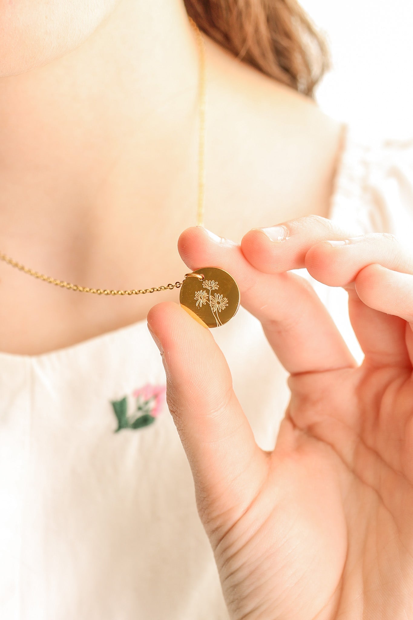 Birth Flower Pendant Necklace