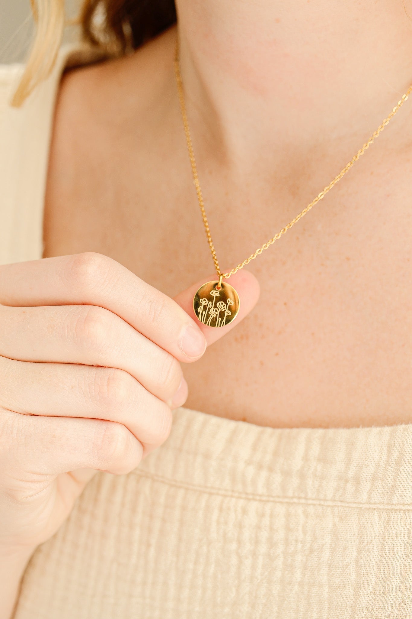 Birth Flower Pendant Necklace