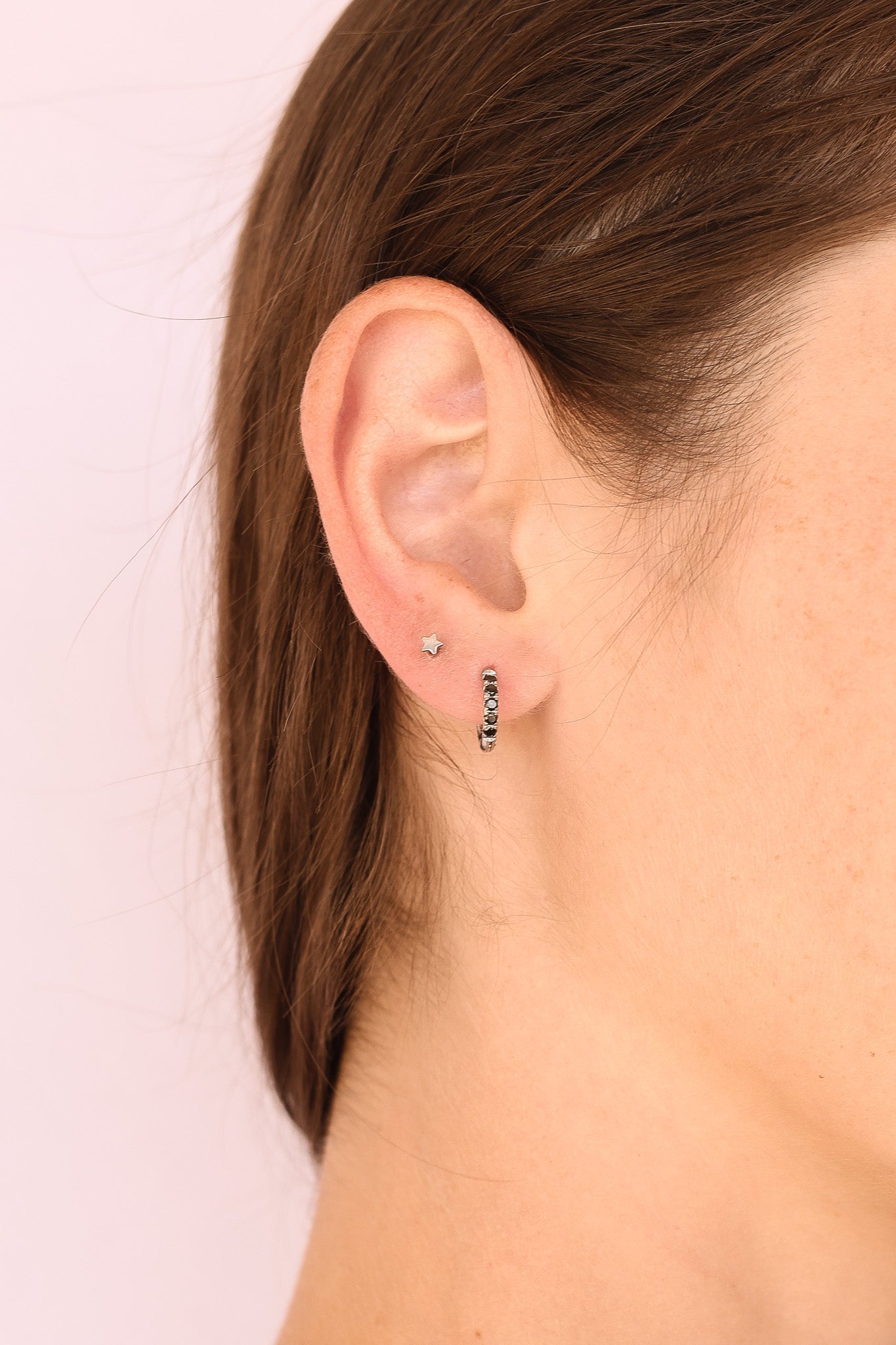 Micro Crystal Hoop Earring in Black