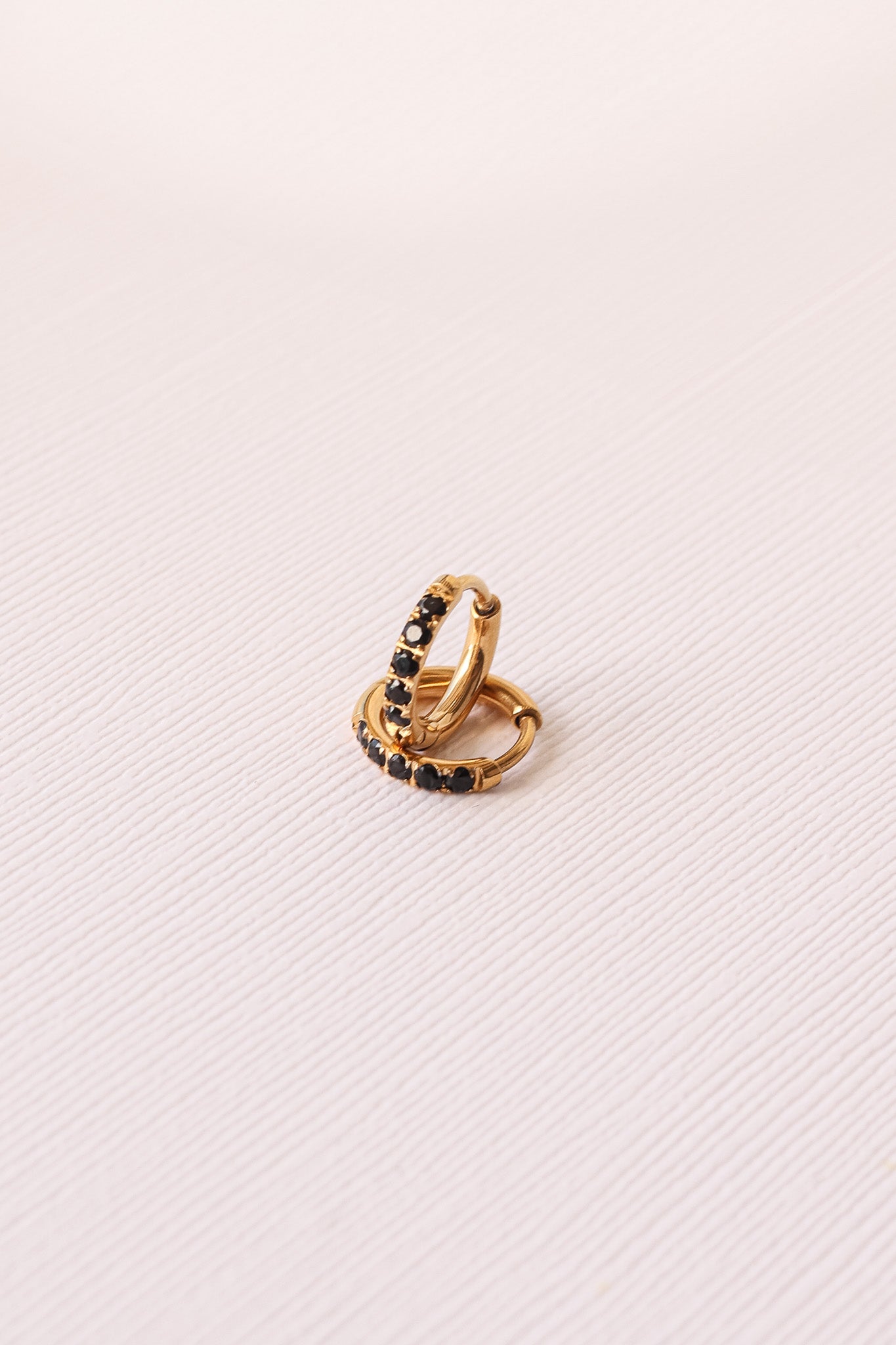 Micro Crystal Hoop Earring in Black
