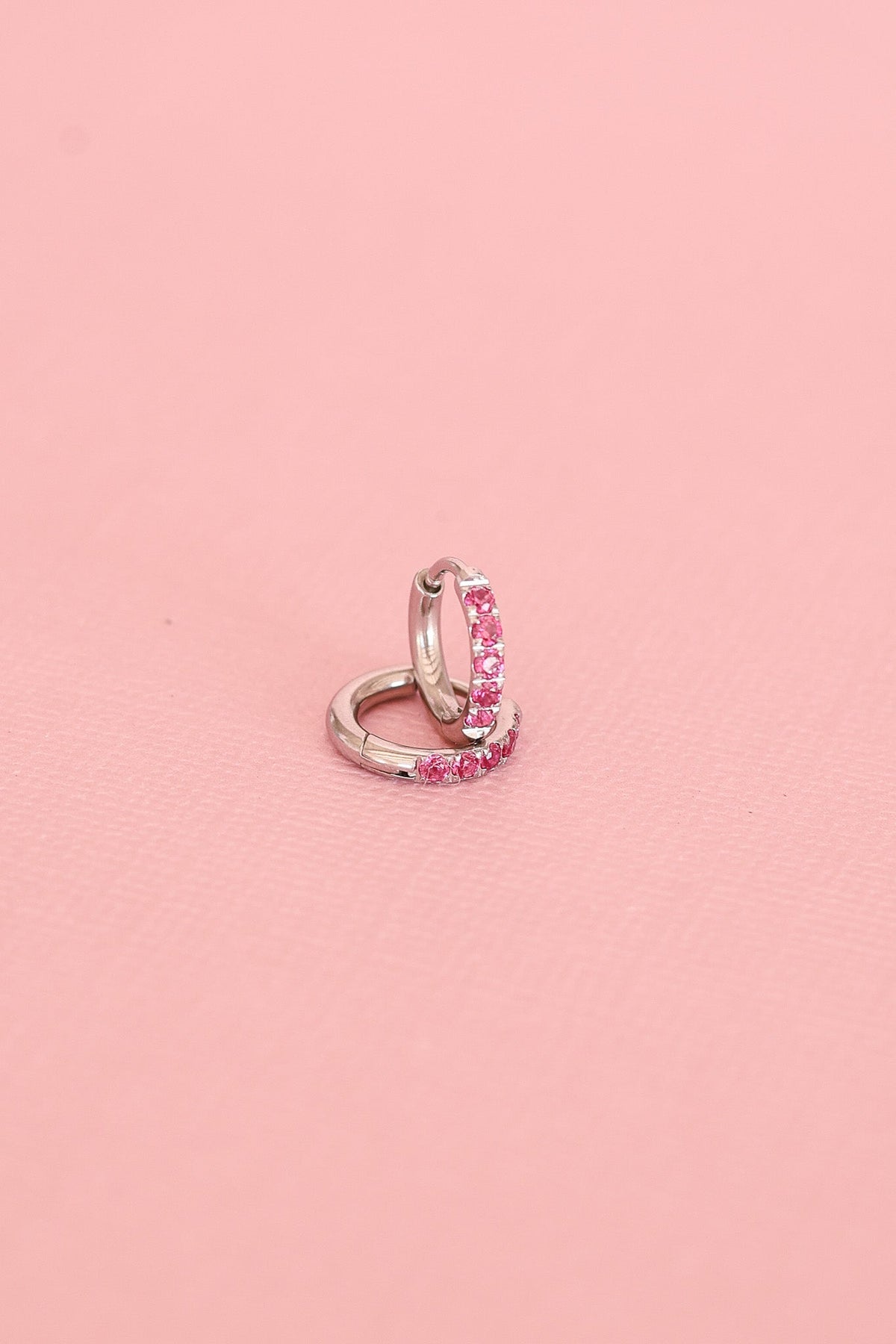 Micro Crystal Hoop Earring in Pink