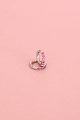 Micro Crystal Hoop Earring in Pink