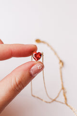 Ruby Heart Charm Necklace