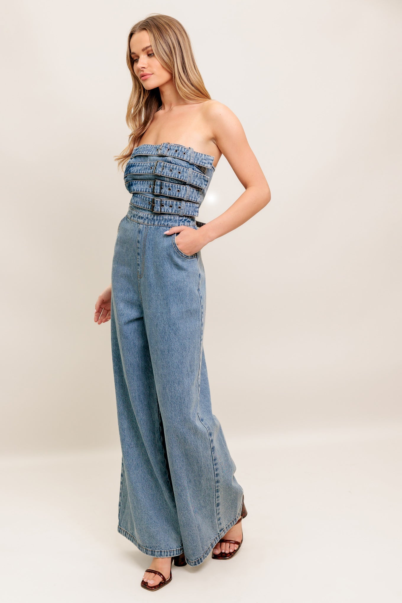 URBAN HARNESS DENIM JUMPSUIT - FINAL SALE