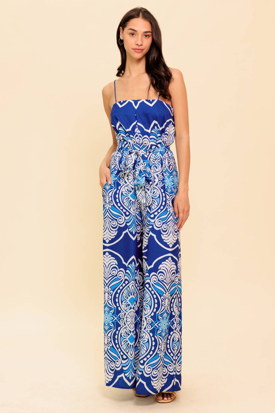 SELAH PRINTED JUMPSUIT - NAVY
