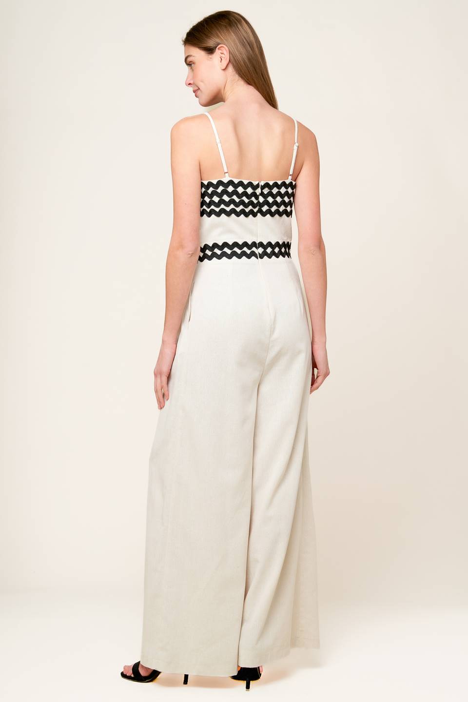 MEET AT THE PIER - CREAM - RIC RAC TRIM WIDE LEG JUMPSUIT