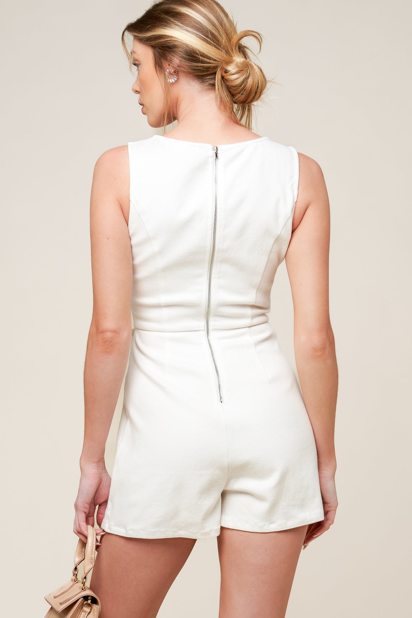 OPEN MINDED DENIM WHITE DENIM SKORT ROMPER