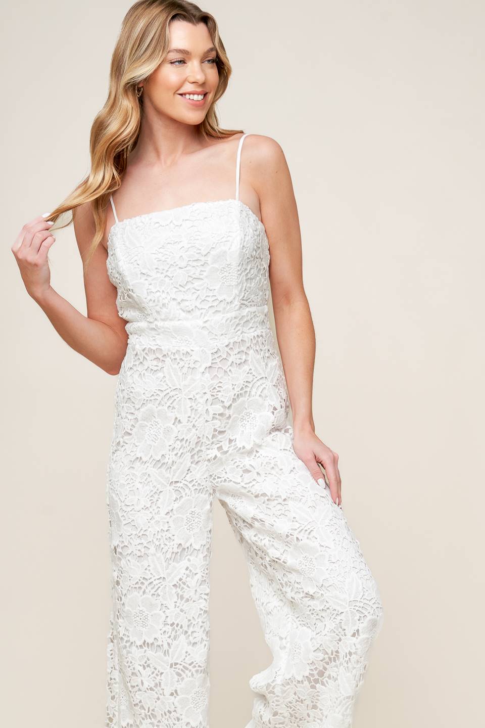 FOREVER YOURS - WHITE LACE BRIDAL JUMPSUIT