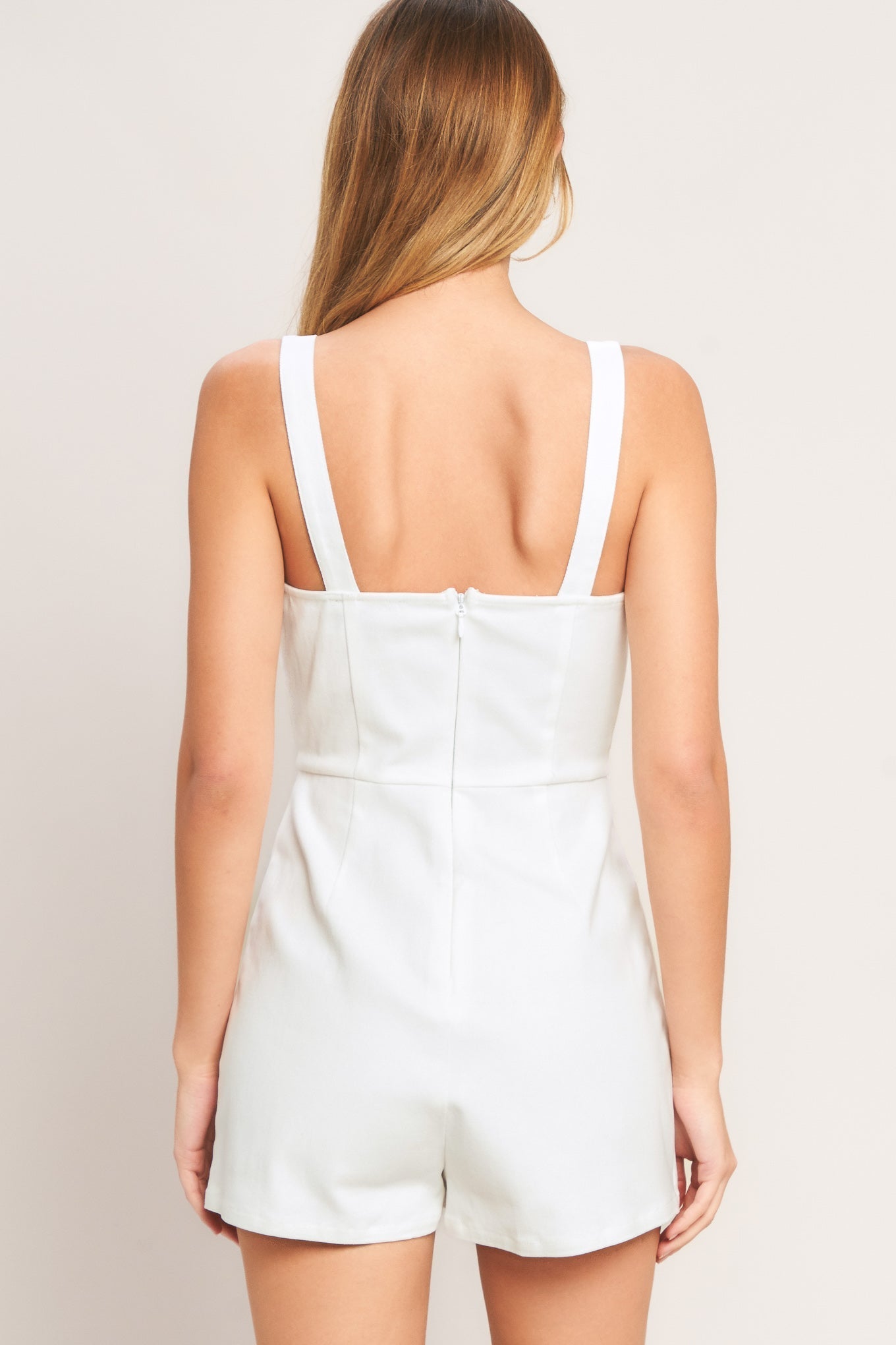 FIRST DATE WHITE DENIM SKORT ROMPER
