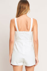 FIRST DATE WHITE DENIM SKORT ROMPER