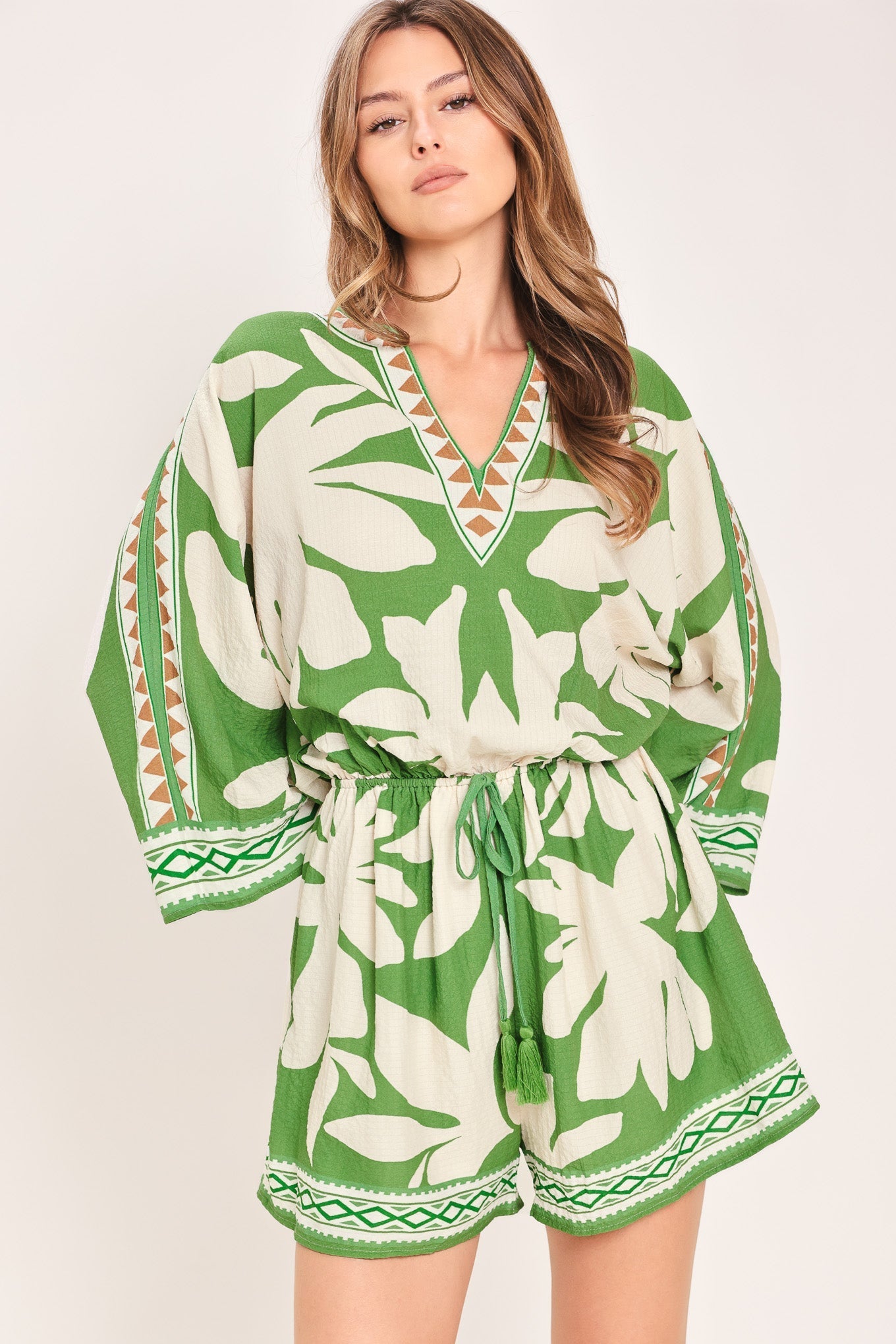 VACATION MODE ROMPER - GREEN MULTI