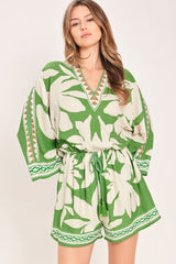 VACATION MODE ROMPER - GREEN MULTI