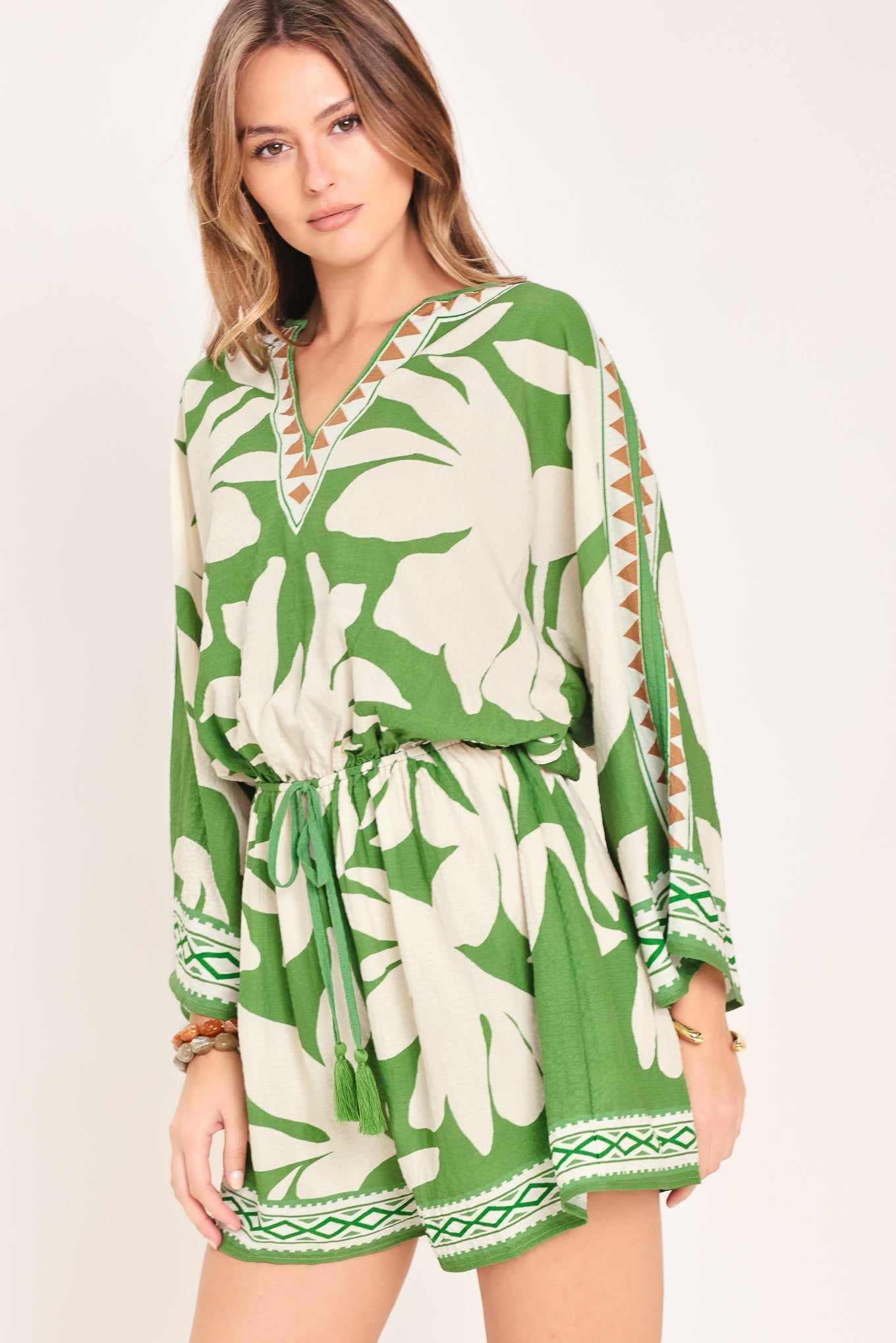 VACATION MODE ROMPER - GREEN MULTI