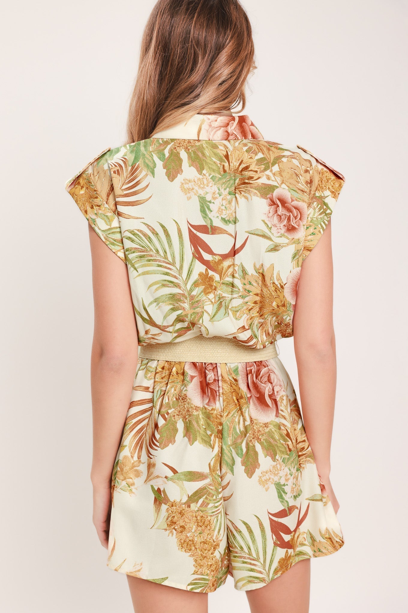 EARTHY PARADISE FLORAL ROMPER