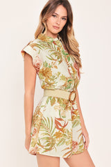EARTHY PARADISE FLORAL ROMPER
