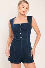 DARK WASH ICON DENIM ROMPER