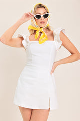 RUFFLE SLEEVE WHITE ROMPER