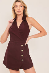 CABERNET KISS HALTER NECKLINE ROMPER