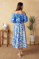 BEACH DAY TOP & SKIRT SET - BLUE & WHITE