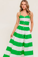 ENDLESS FLAIR TOP & SKIRT SET - GREEN