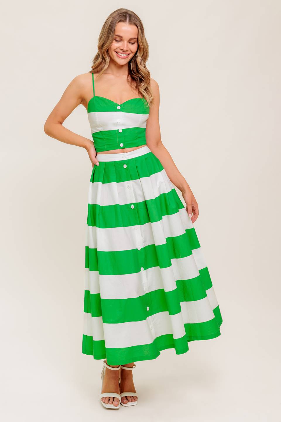 ENDLESS FLAIR TOP & SKIRT SET - GREEN
