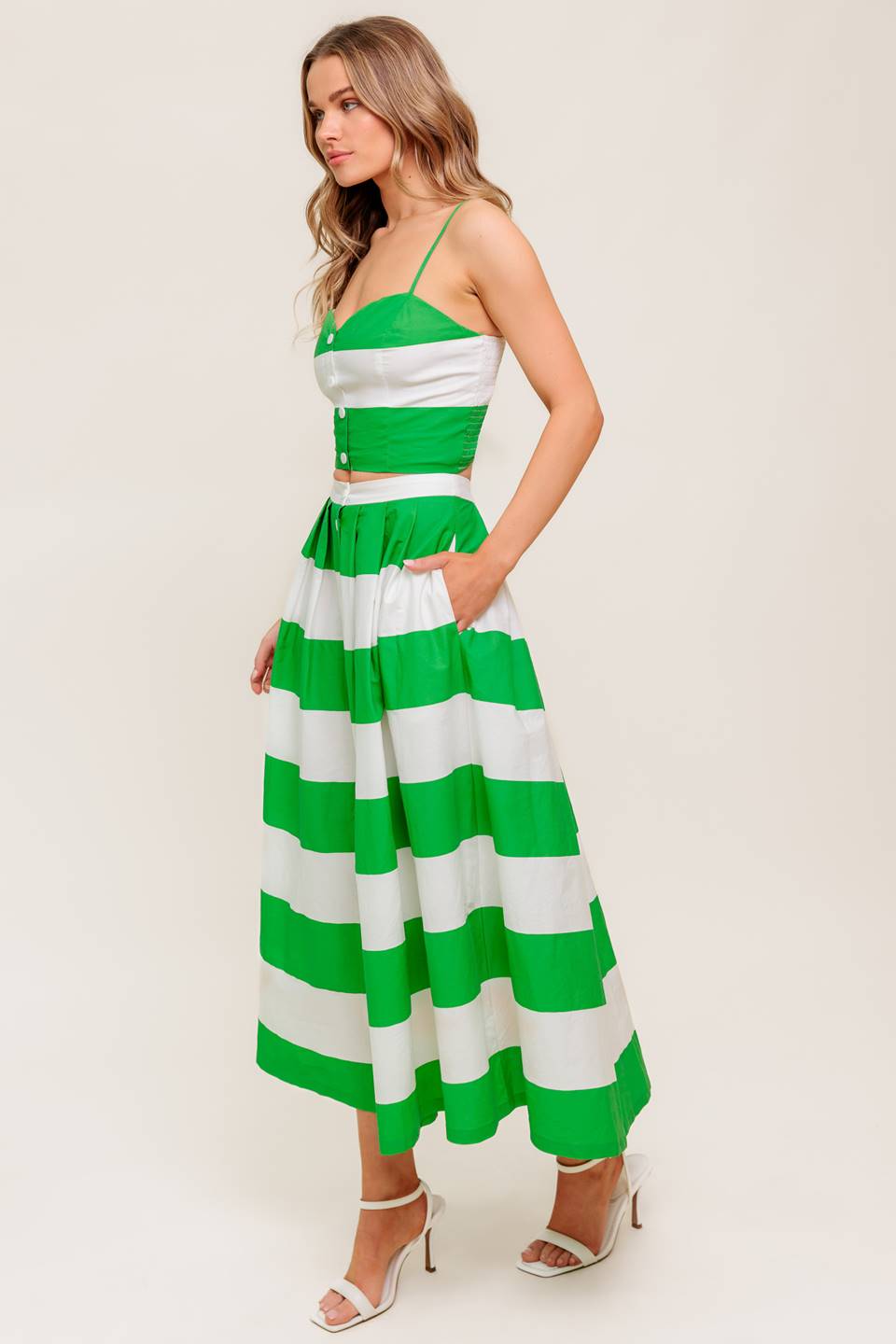 ENDLESS FLAIR TOP & SKIRT SET - GREEN