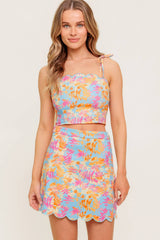 MANDY SCALLOP EDGE TOP & MINI SKIRT SET