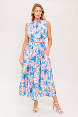 SUMMER HARMONY TIE TOP & SKIRT SET - POWDER BLUE