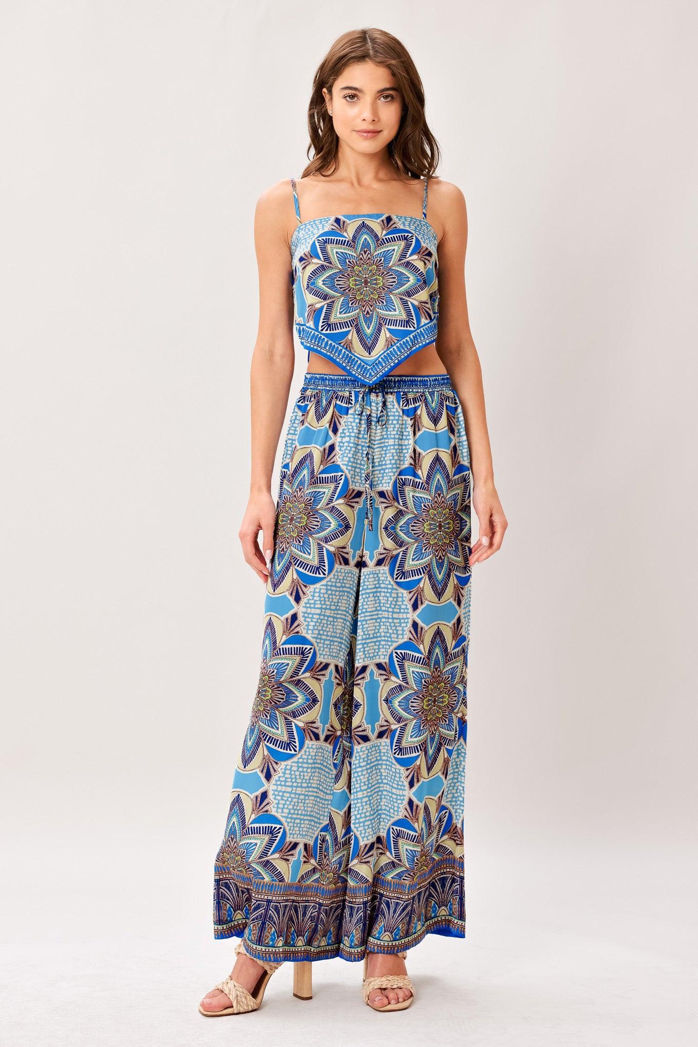 AZURE MANDALA SCARF TOP & PANT SET